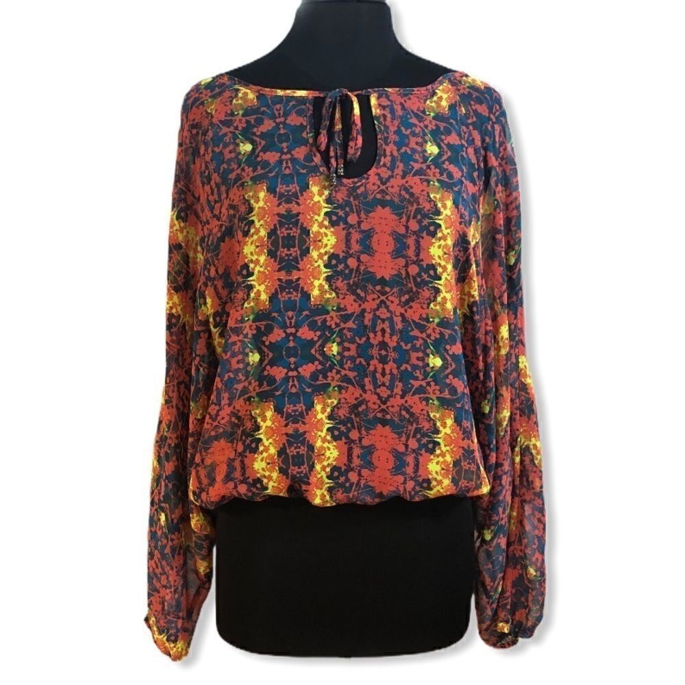 𝅺princess Vera Wang Printed Boho Blouse Sz XL